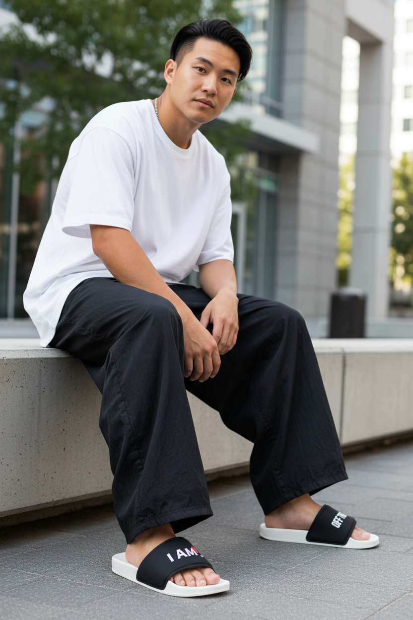Asian Man OFF THE CLOCK Slides Lifestyle Shot