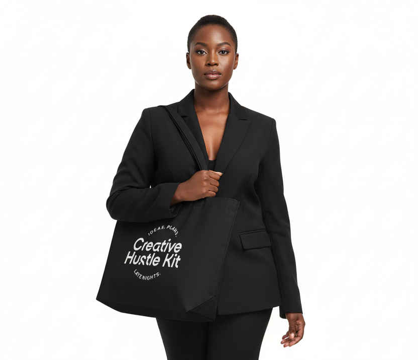 Black Tote - Clean White Background