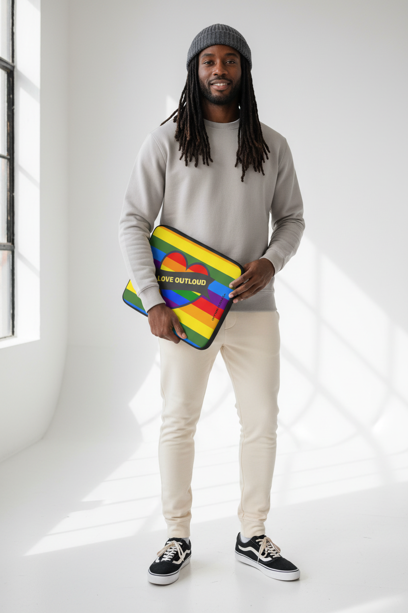 Love Out Loud Laptop Sleeve - Model Mockup