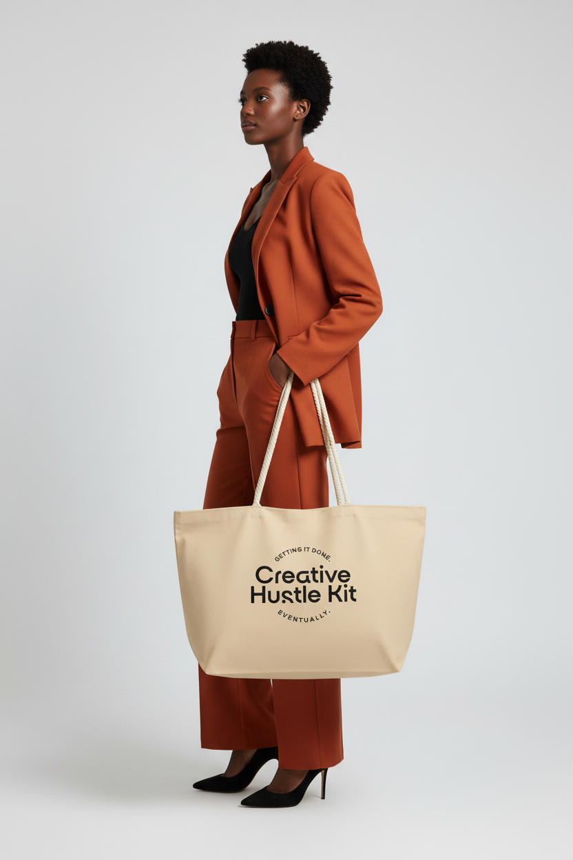 Natural Tote - Side Profile Pose Burnt Orange