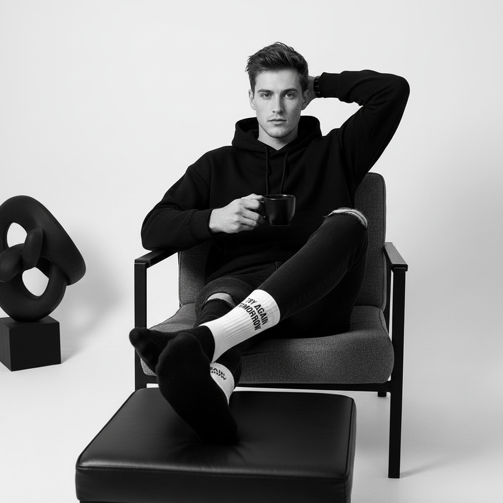 TRY AGAIN TOMORROW Socks on Model