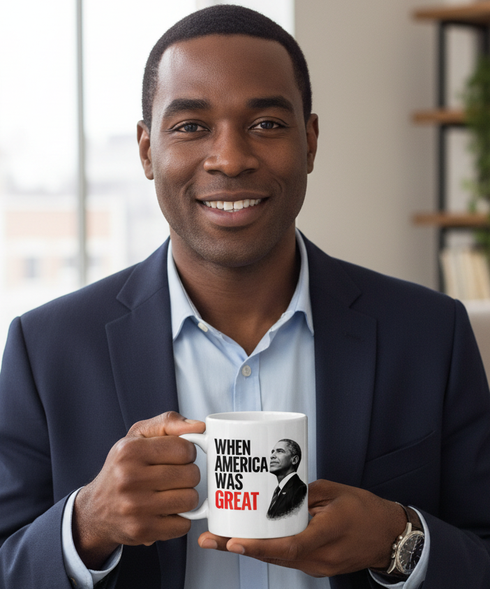 White Glossy Mug - Black Male Model